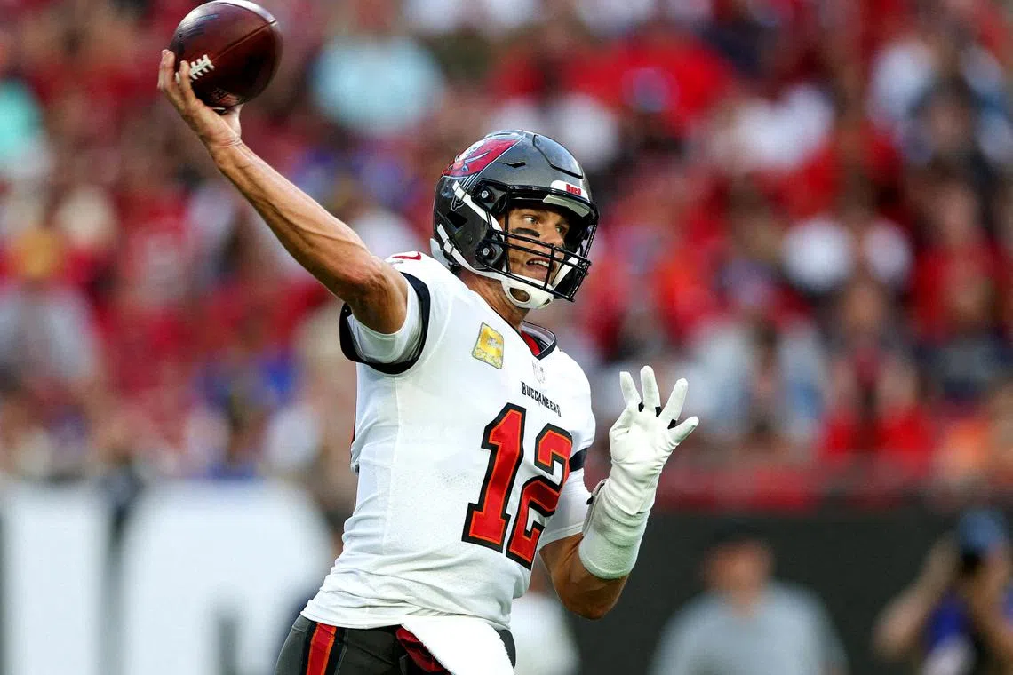 Tampa Bay Buccaneers quarterback Tom Brady dropping back to pass against the Los Angeles Rams in the first quarter at Raymond James Stadium in November. The 45-year-old announced his retirement on Wednesday.