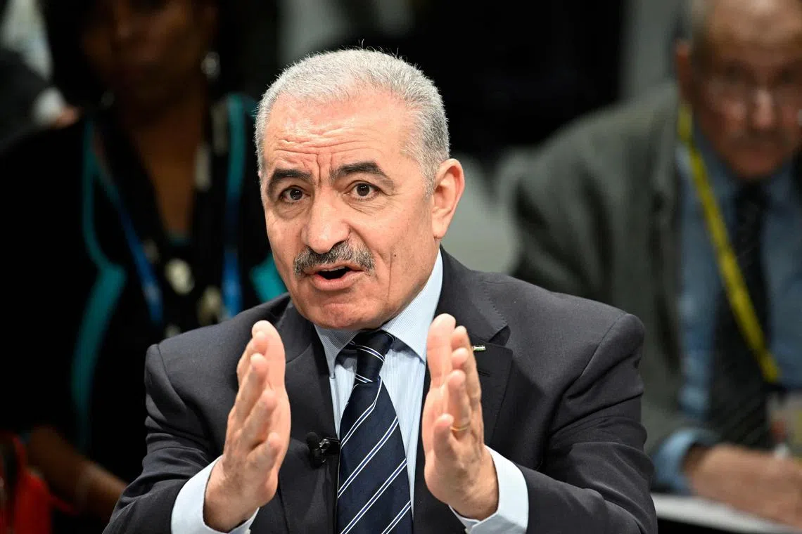 Prime Minister of the Palestinian Authority Mohammad Shtayyeh speaks at the 60th Munich Security Conference in Munich, Germany on Feb 18.