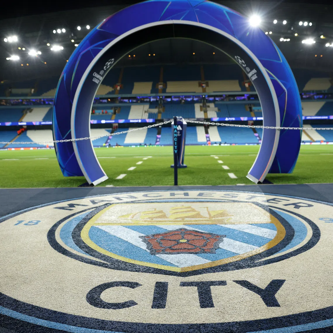 FILE PHOTO: Soccer Football - UEFA Champions League - Manchester City v Borussia Dortmund - Etihad Stadium, Manchester, Britain - November 5, 2025 General view inside the stadium before the match REUTERS/Phil Noble/File Photo