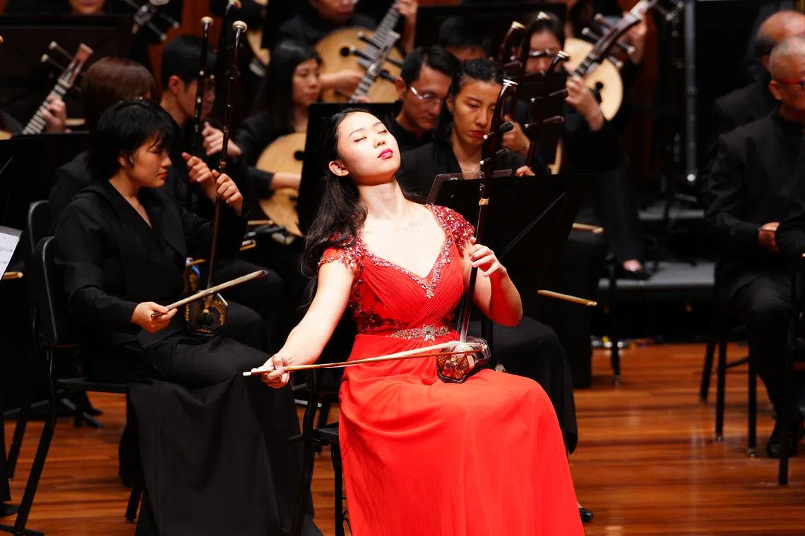 Singapore Chinese Music Competition Grand Category champion and Audience Choice Award winner Amanda Toh Sze Suan competing at Saturday’s grand final.