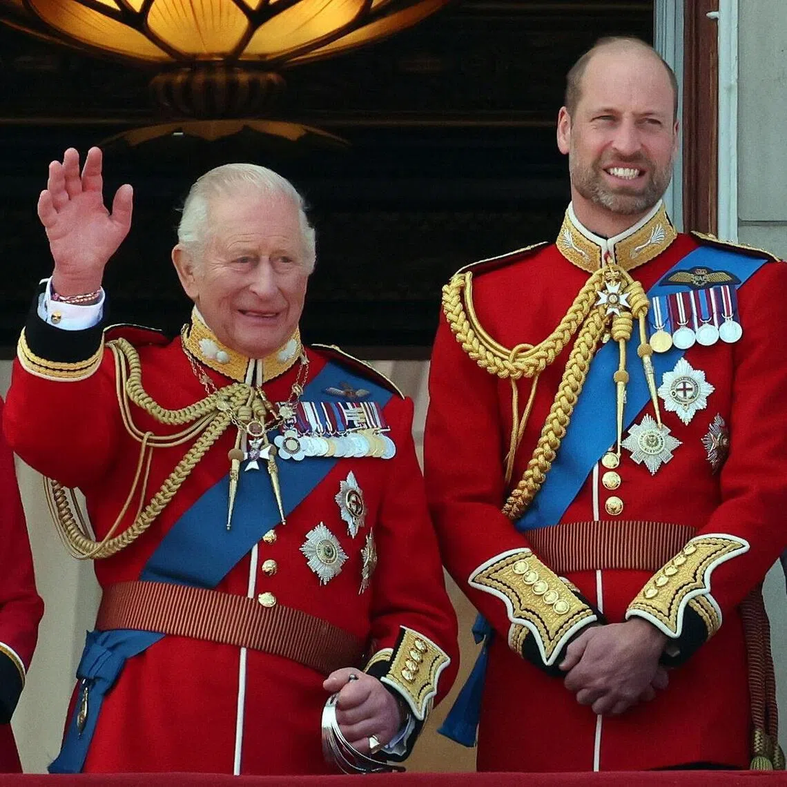 Britain’s King Charles III (centre) with his wife, Queen Camilla, and eldest son, Prince William.