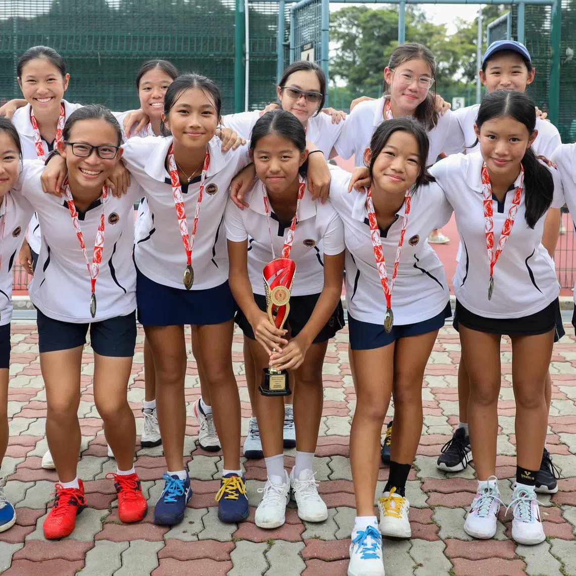 ST20240807_202488800669/rctennis07/Luther Lau/Rebekah Chia/
The winning team of the National School Games C Division girls Tennis Finals from Methodist Girl's School. Taken at Kallang Tennis Stadium.