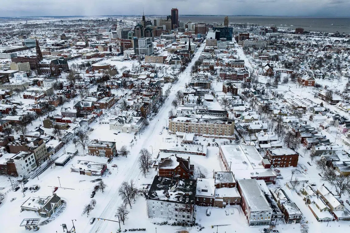Snow blankets the city in Buffalo, New York, on Dec 25, 2022.