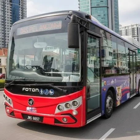 An electric bus that is set to be part of a free shuttle service in Johor Bahru's city centre.