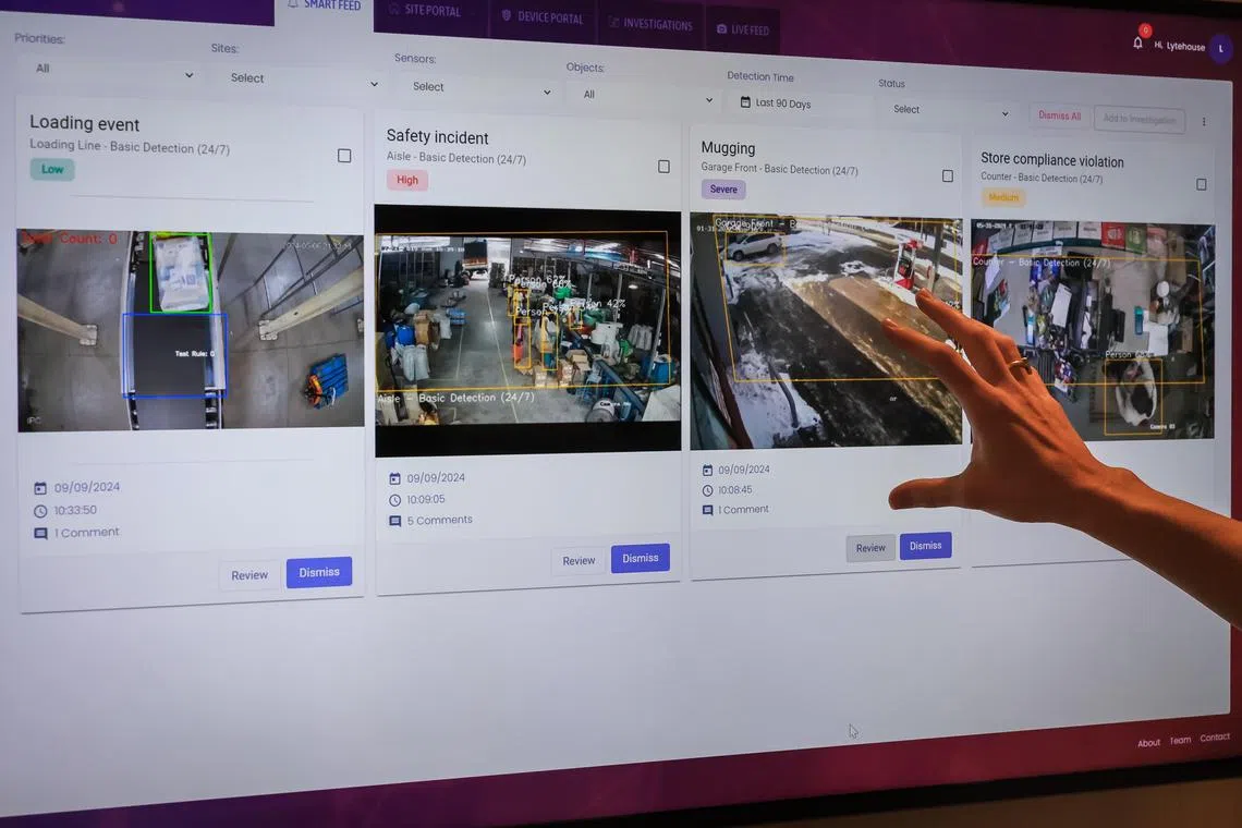 Lytehouse co-founder Natalie Doran presenting her programmable AI CCTV software at a Google Cloud event, AI First: From Ideas To Impact, held at the Google office in Pasir Panjang on Sep 20, 2024.