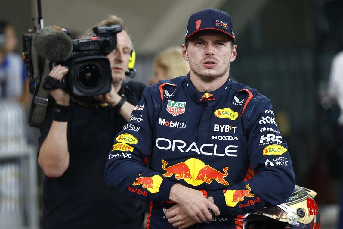 Formula One F1 - Abu Dhabi Grand Prix - Yas Marina Circuit, Abu Dhabi, United Arab Emirates - November 25, 2023 Red Bull's Max Verstappen celebrates after qualifying in pole position REUTERS/Rula Rouhana/ File photo