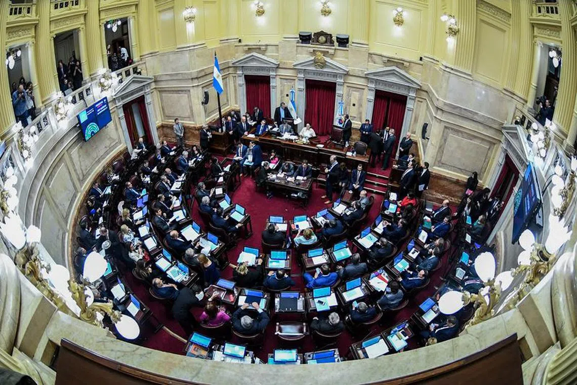 FILE PHOTO: Argentina's senators debate a bill ending scheduled price increases on energy and transportation prices in the Argentine Congress in Buenos Aires, Argentina May 30, 2018. Argentine Senate/Handout via REUTERS
