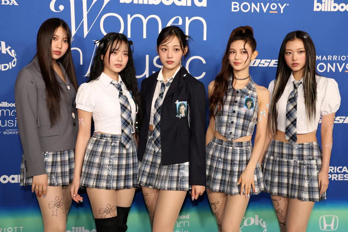 NewJeans attend the Billboard Women in Music Awards in Inglewood, California, on  March 6, 2024. 