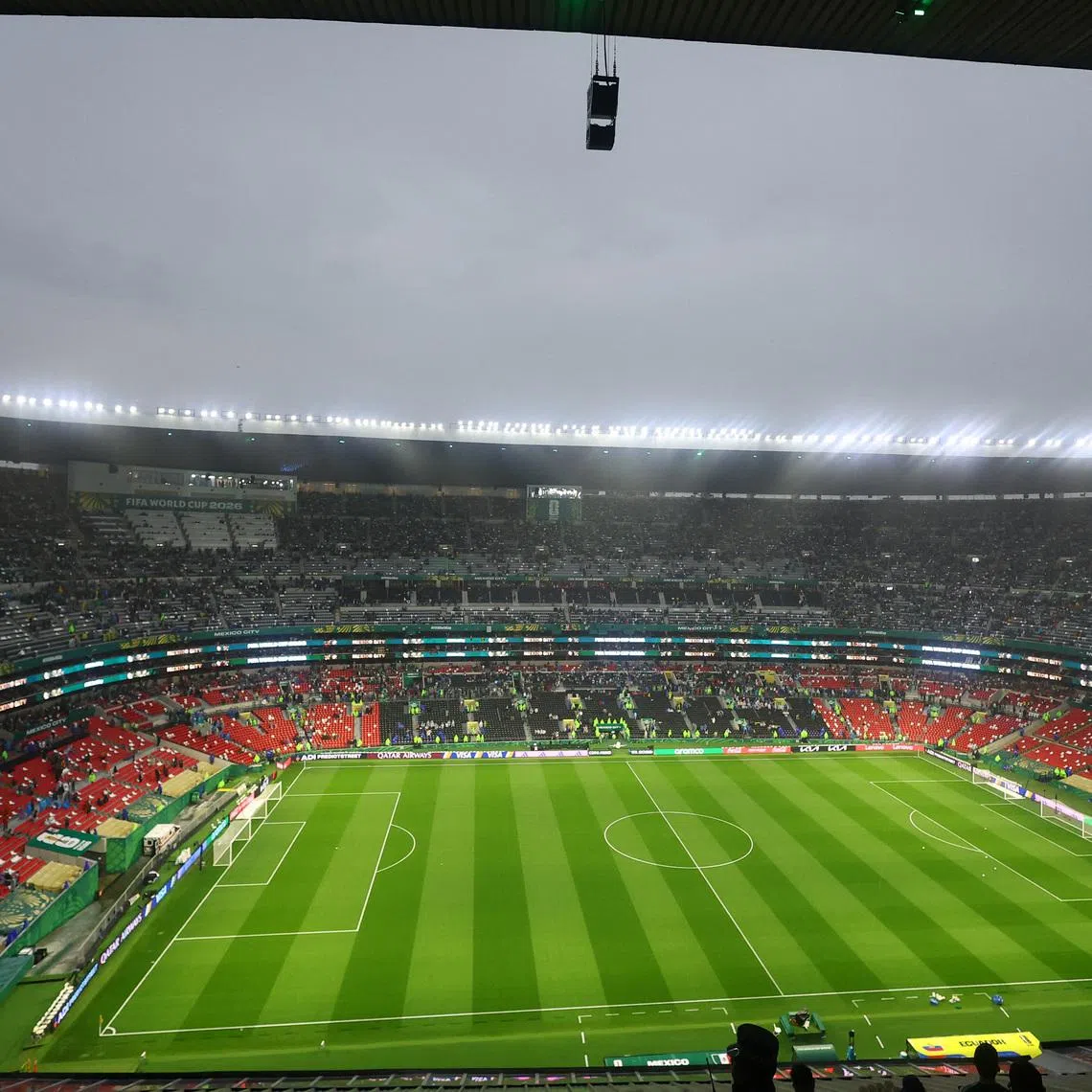 The Mexico-Ecuador match has been delayed because of rain.