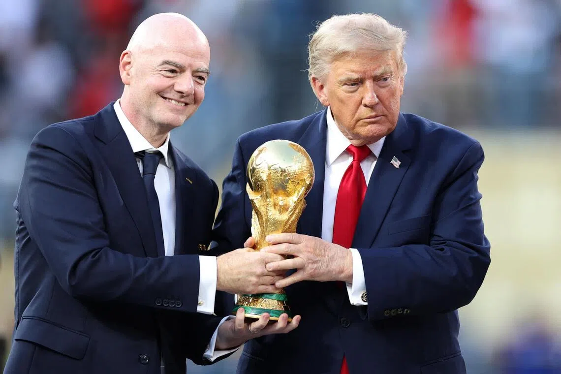 Fifa president Gianni Infantino (left) and US President Donald Trump at the World Cup final on July 19.