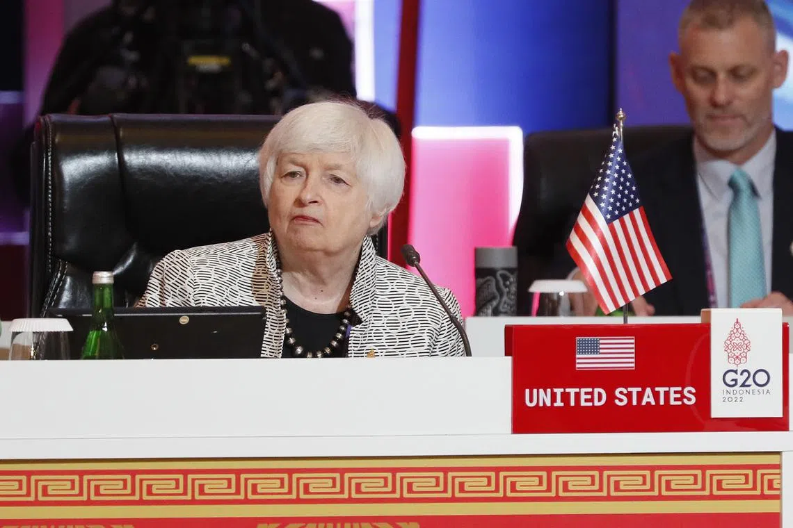 US Treasury Secretary Janet Yellen attending the G-20 Joint Finance and Health Ministers meeting in Nusa Dua, Bali, Indonesia, on Saturday. 