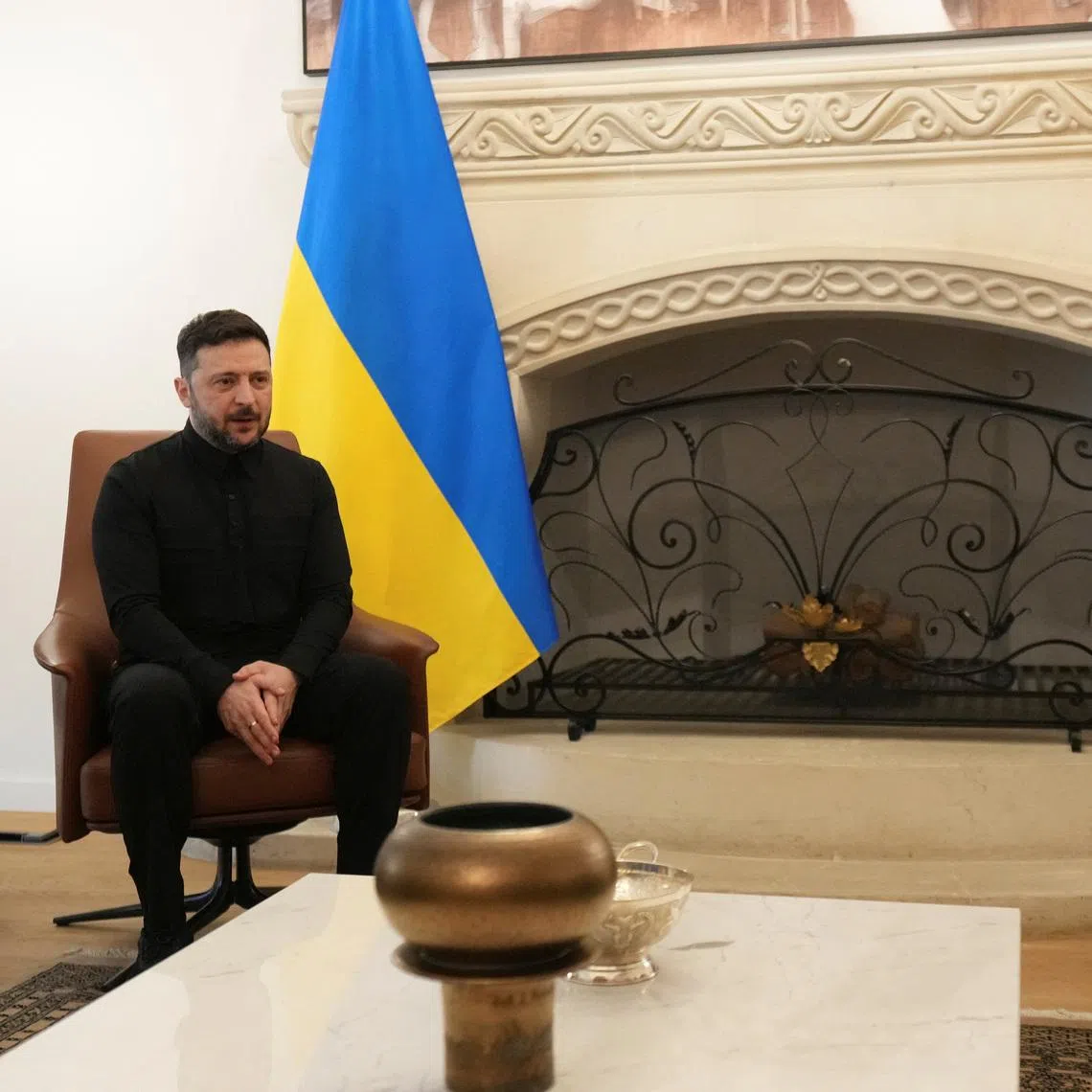 Ukrainian President Volodymyr Zelensky (left) meeting his Cypriot counterpart Nikos Christodoulides at the presidential palace in Nicosia on Jan 7.