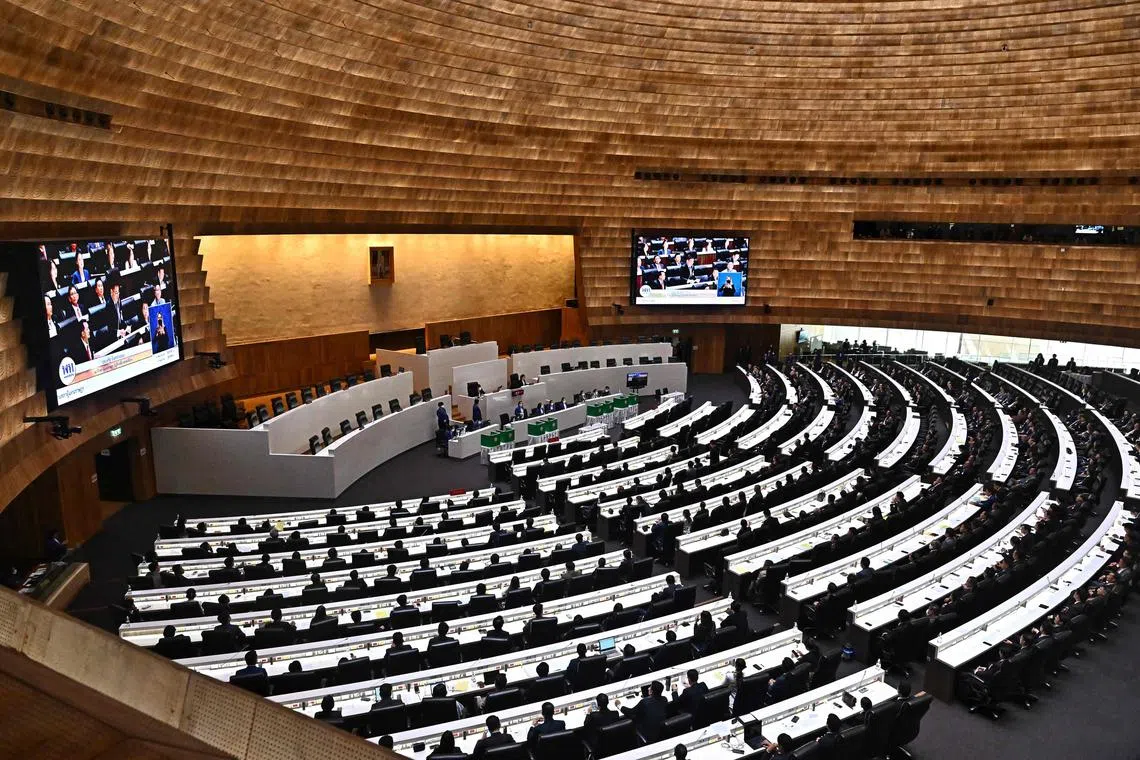 Thai MPs attending the house speaker nomination at Parliament in Bangkok on July 4, 2023. 