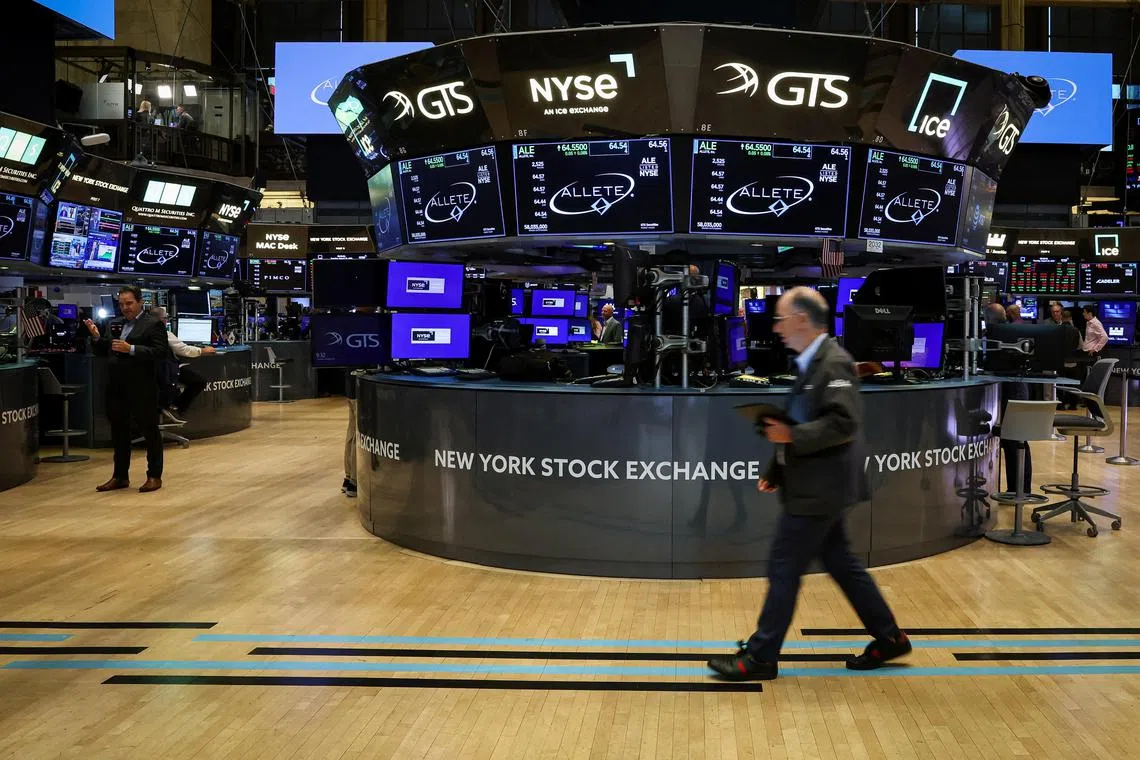 Traders working on the floor of the New York Stock Exchange, in New York City.
