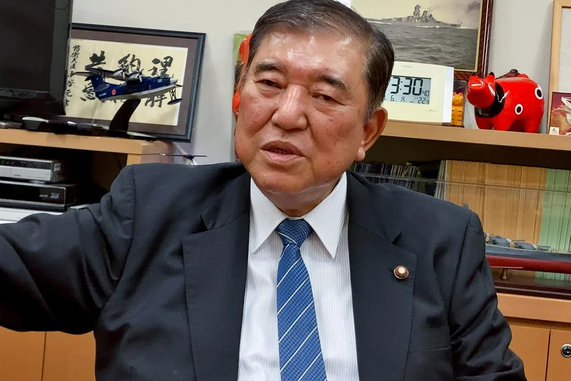 FILE PHOTO: Shigeru Ishiba, a member of Japan's ruling Liberal Democratic Party (LDP), speaks during an interview with Reuters in Tokyo, Japan, August 6, 2024. REUTERS/Makiko Yamazaki/File Photo