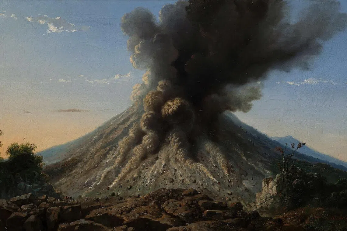 Indonesian artist Raden Saleh's The Eruption Of Mount Merapi, By Day (1865) is expected to go for between $700,000 and $1.3 million at Sotheby's Modern And Contemporary Art Auction on Jan 25. 