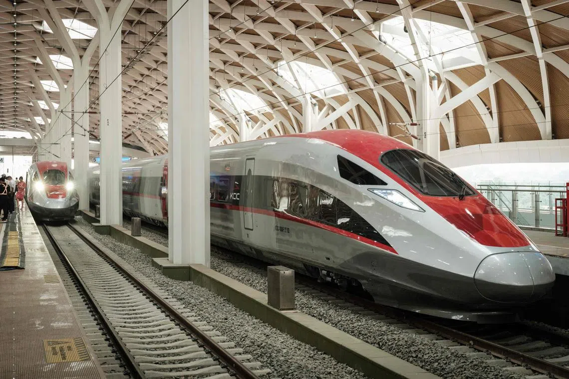 The recently-launched Jakarta-Bandung bullet train Whoosh runs at a top speed of 350km per hour. 