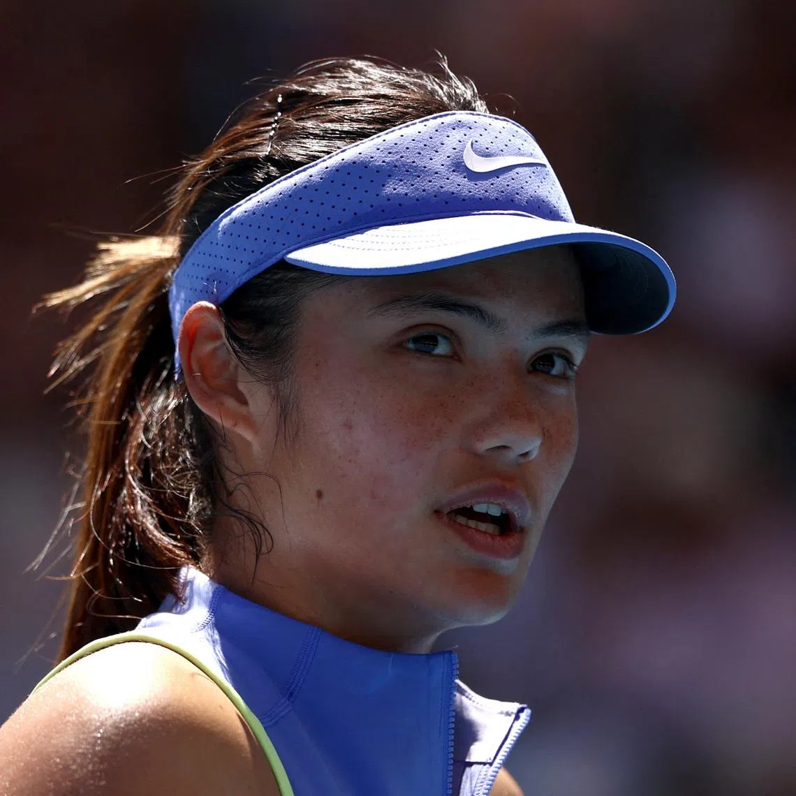 Tennis - Australian Open - Melbourne Park, Melbourne, Australia - January 21, 2026 Britain's Emma Raducanu during her second round match against Austria's Anastasia Potapova REUTERS/Tingshu Wang