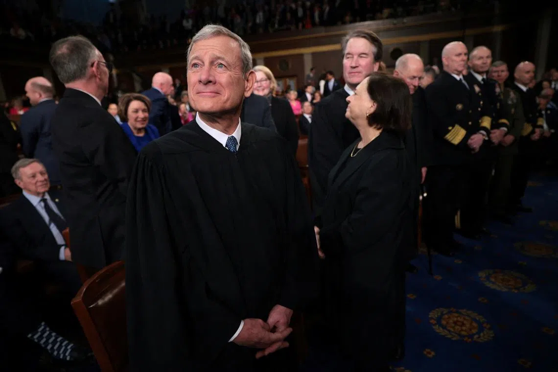 Chief Justice of the Supreme Court John Roberts attends U.S. President Donald Trump's address to a joint session of Congress at the U.S. Capitol on March 4, 2025 in Washington, DC.  Win McNamee/Pool via REUTERS
