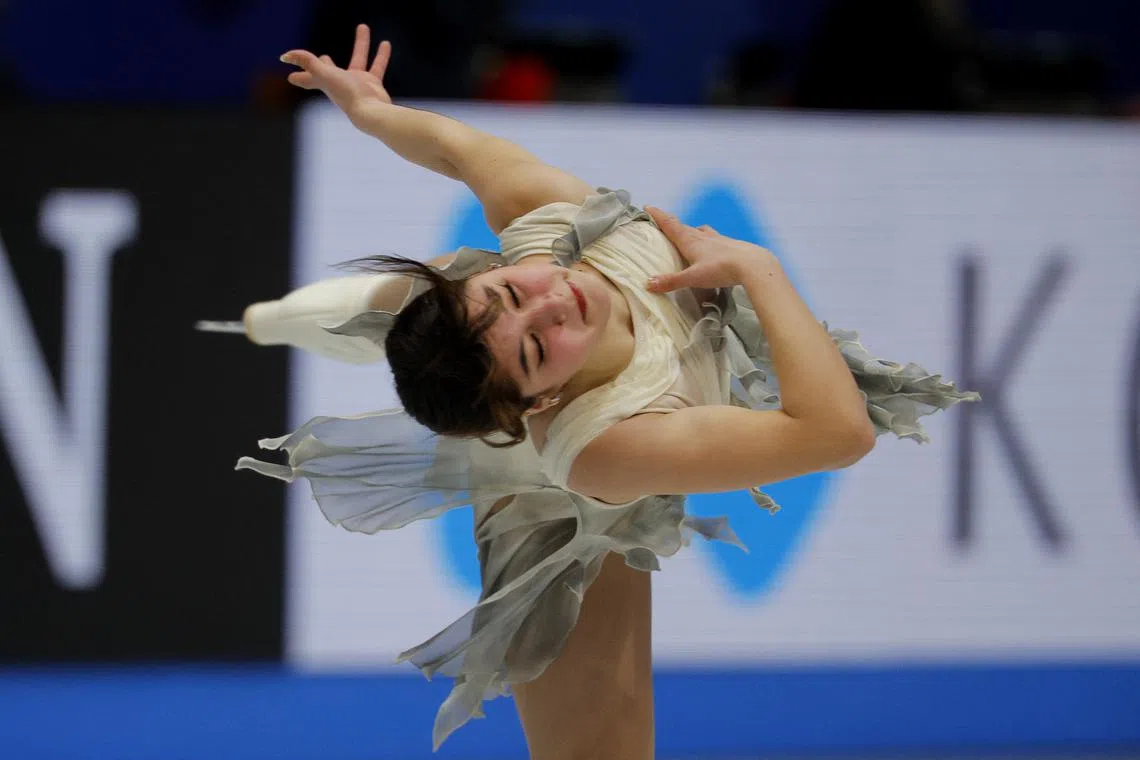 Figure Skating - ISU World Championships - TD Garden, Boston, Massachusetts, U.S. - March 26, 2025  Alysa Liu of the U.S. performs during the women's short program REUTERS/Brian Snyder