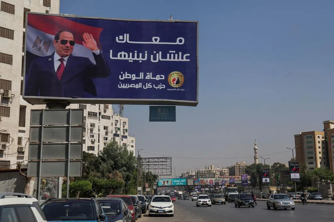 FILE PHOTO: A view of a billboard banner supporting Egypt's President Abdel Fattah al-Sisi in Cairo, Egypt September 25, 2023. REUTERS/Amr Abdallah Dalsh
