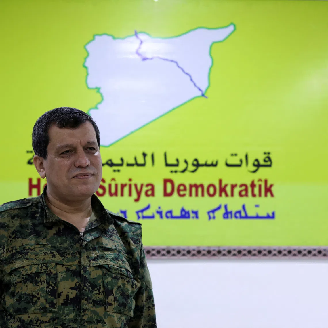 SDF commander Mazloum Abdi, attends an interview with Reuters in al-Shadadi, Syria June 13, 2025. REUTERS/Orhan Qereman