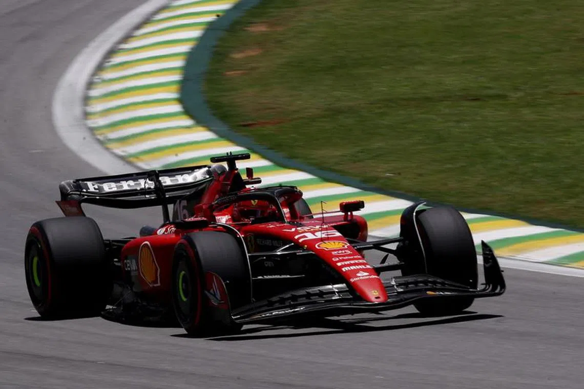 Formula One F1 - Brazilian Grand Prix - Jose Carlos Pace Circuit, Sao Paulo, Brazil - November 4, 2023 Ferrari's Charles Leclerc in action during the sprint shoot-out REUTERS/Carla Carniel