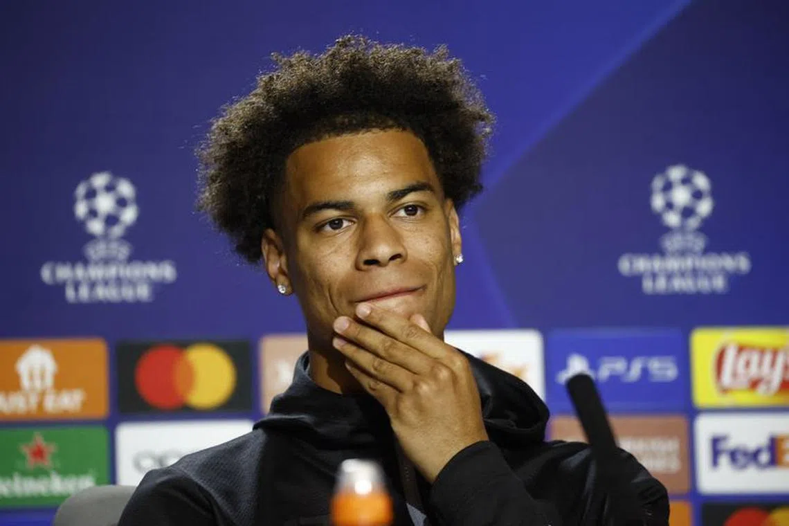 Soccer Football - Champions League - Club Brugge Press Conference - Metropolitano, Madrid, Spain - October 11, 2022 Club Brugge's Tajon Buchanan during the press conference REUTERS/Juan Medina/File Photo