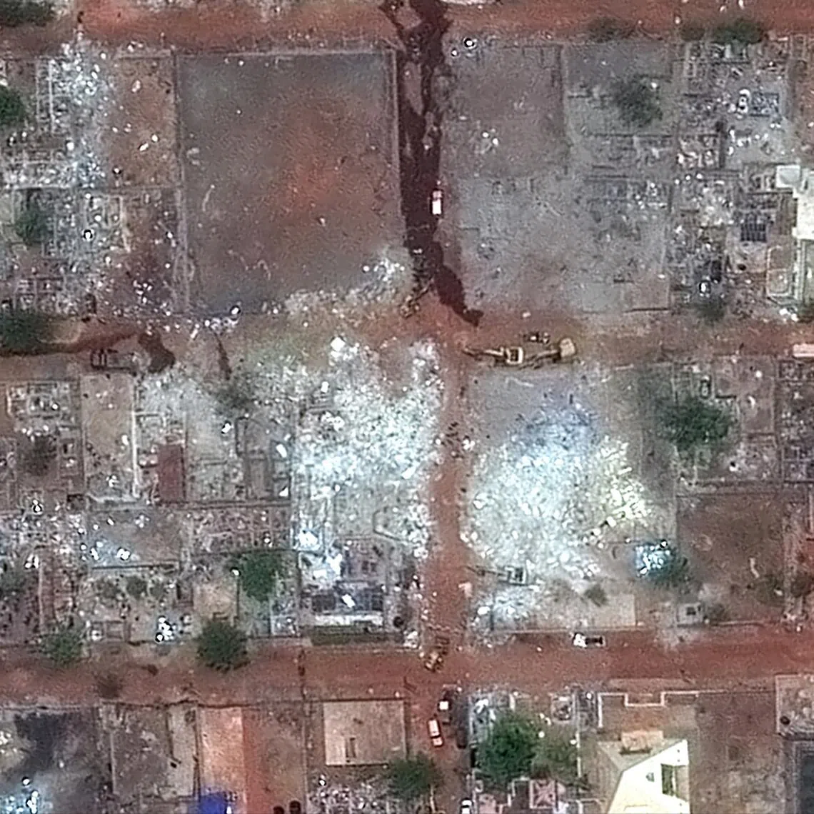 A satellite image shows the area surrounding the home of late Mali's defense minister Sadio Camara, after coordinated attacks by West Africa's al Qaeda affiliate and a Tuareg-dominated separatist group, in Kati, Mali, April 26, 2026. VANTOR/Handout via REUTERS