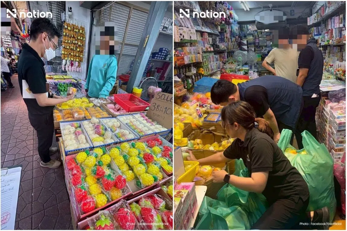 The inspections at six shops in the Sampheng market area uncovered 19,665 substandard squishy toys