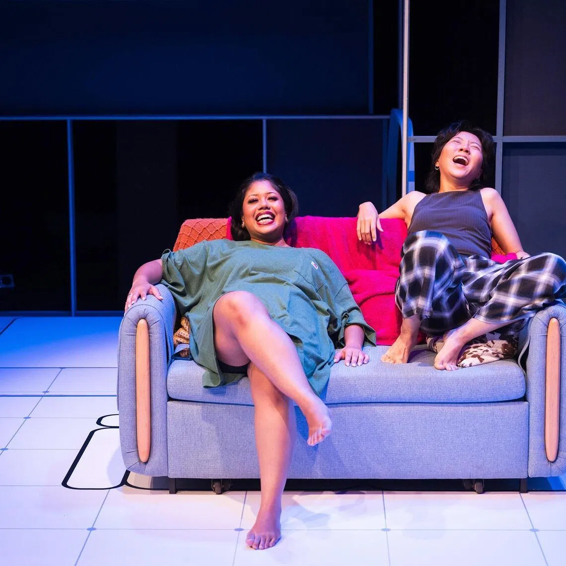 Siti Sara Hamid (left) and Genevieve Tan in Common Room, staged by Checkpoint Theatre.
