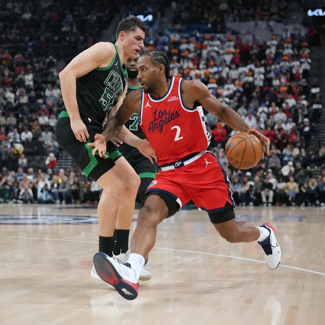 Kawhi Leonard, in action during the 146-115 NBA win against the Boston Celtics on Jan 3, has starred for the Los Angeles Clippers during their recent upturn of fortunes.