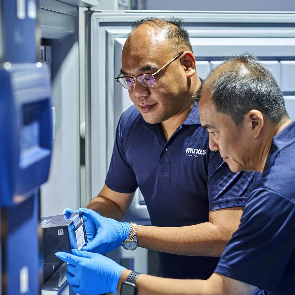 Mirxes' senior vice president of operations, Jeremiah Decosta with GASTROClear test kits in temperature-controlled storage