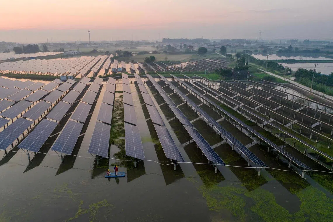 A solar power station in in Taizhou, in China’s eastern Jiangsu province.