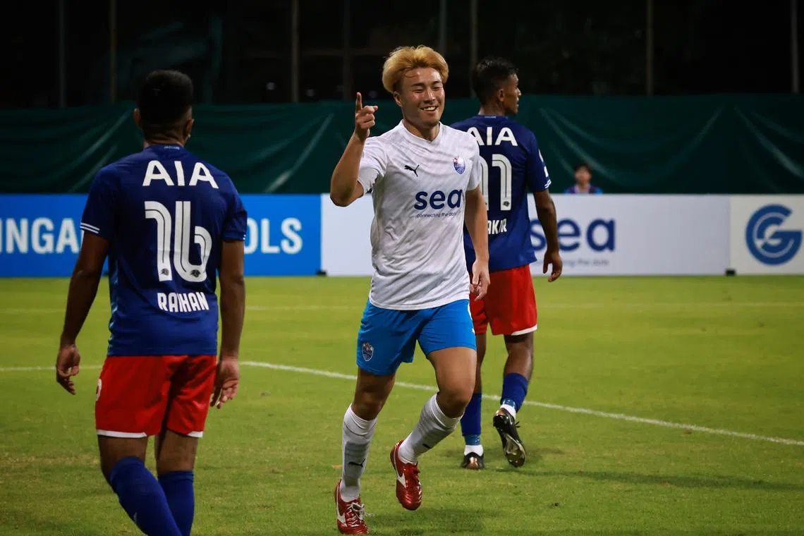 The Lion City Sailors' new signing and reigning Player of The Year Kodai Tanaka scored a brace on his debut.