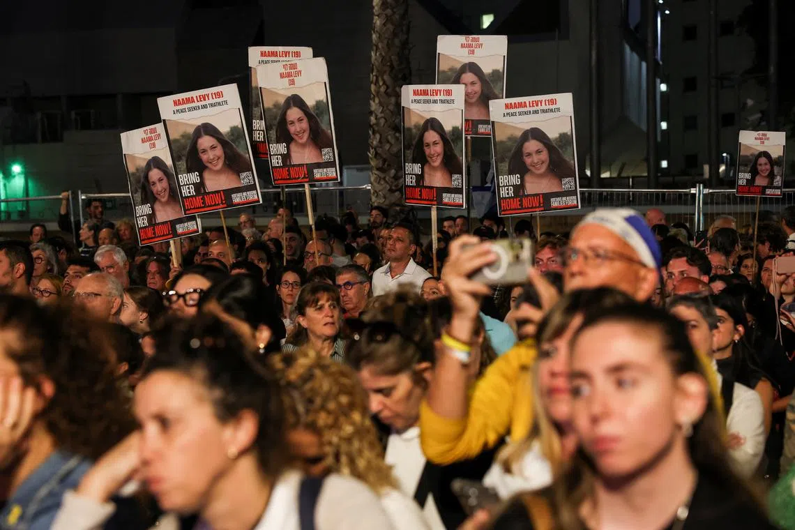 People gather to support hostages and communities impacted by the deadly October 7 attack by Palestinian Islamist group Hamas from Gaza, rally under the slogan \"Our Hope is Not Yet Lost\" on the eve of Israel's 76th Independence Day, amid the ongoing conflict in Gaza between Israel and Hamas, in Tel Aviv, Israel, May 13, 2024. REUTERS/Shannon Stapleton