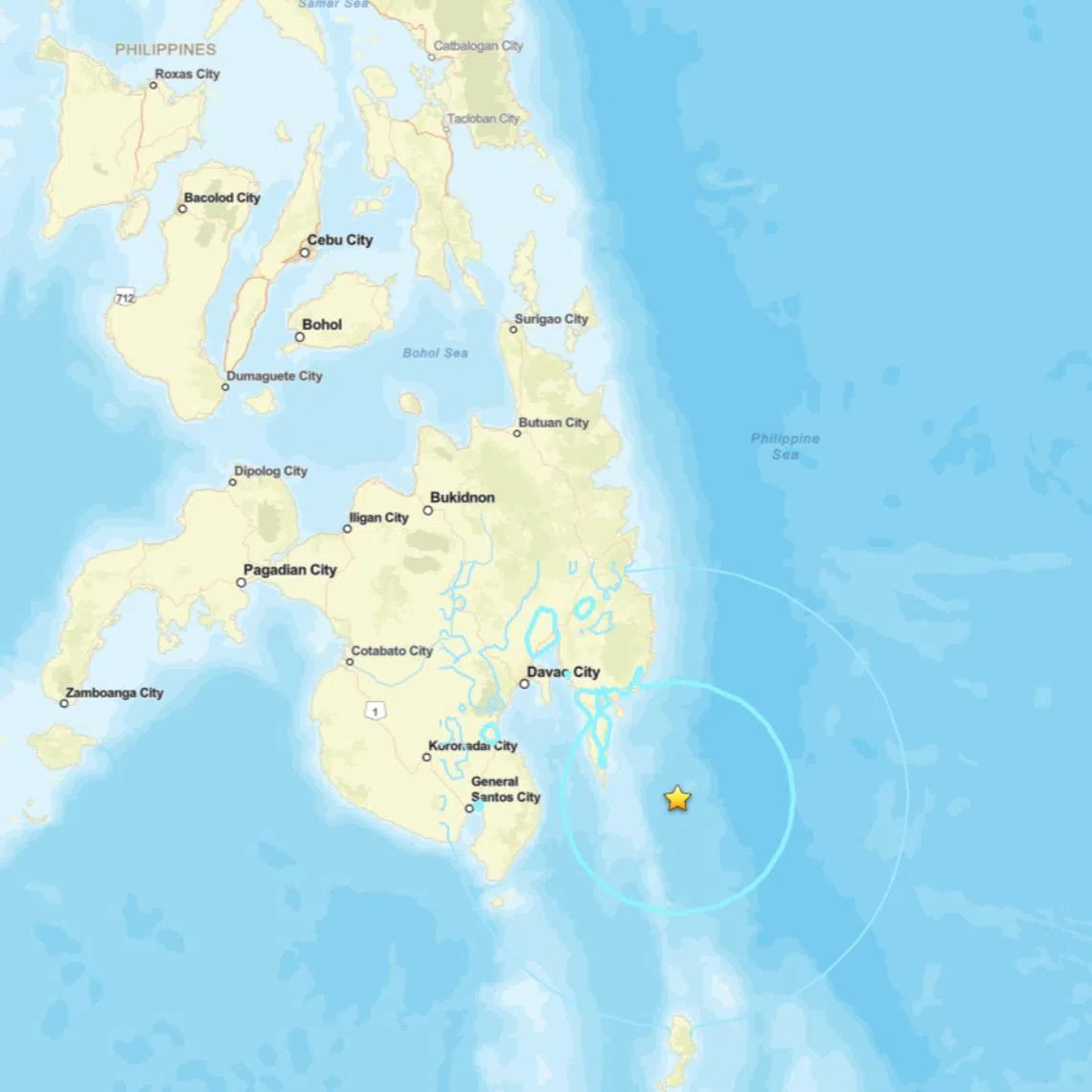 The quake that struck 164km south-east of Governor Generoso in Davao Oriental province had a depth of 86km.