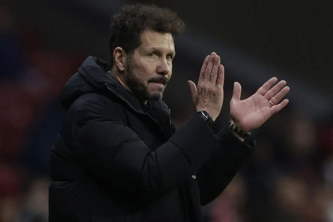 FILE PHOTO: Soccer Football - Champions League - Group E - Atletico Madrid v Celtic - Metropolitano, Madrid, Spain - November 7, 2023 Atletico Madrid coach Diego Simeone reacts REUTERS/Juan Medina/File Photo