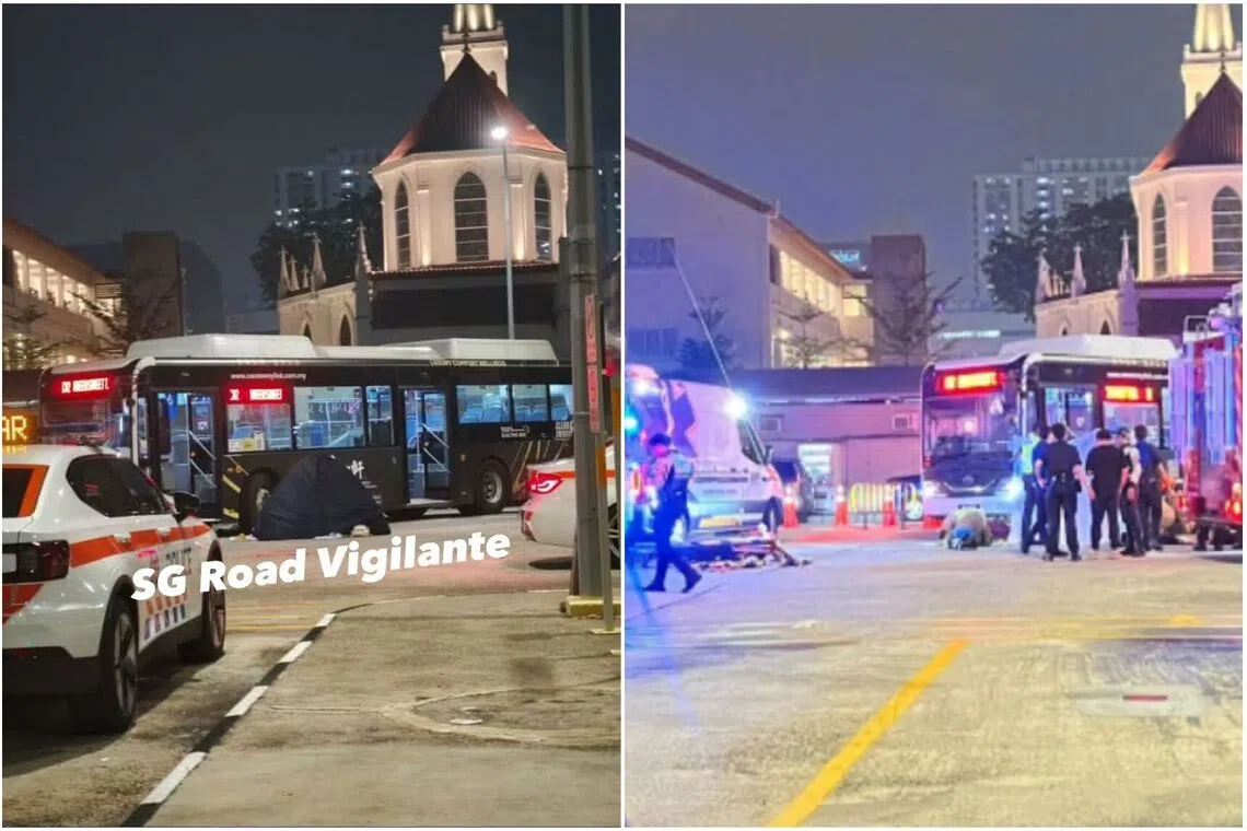 The person, who had been trapped under a bus, was pronounced dead at the scene by an SCDF paramedic.