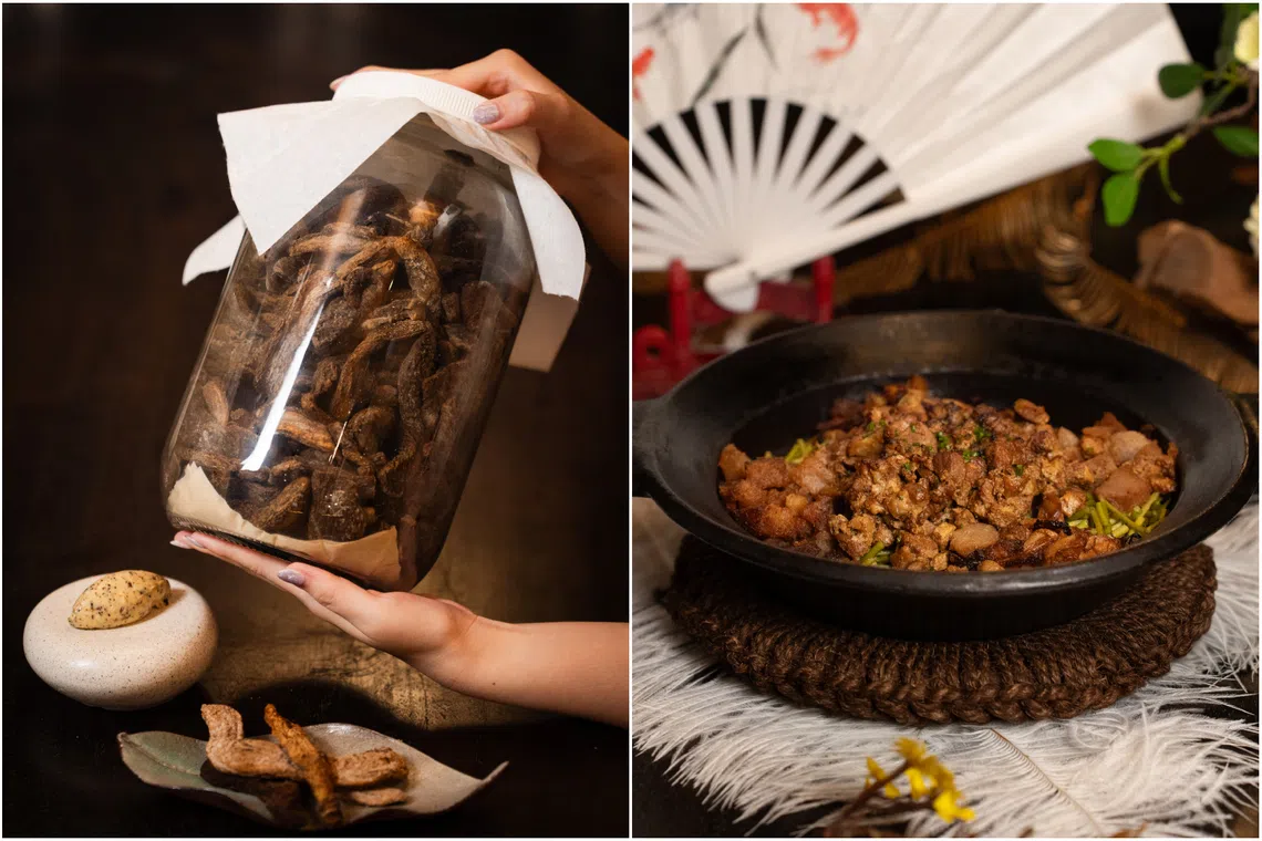 10-year-aged radish, which features in its brown butter (left), and Lu Rou Fan from Iru Den.
