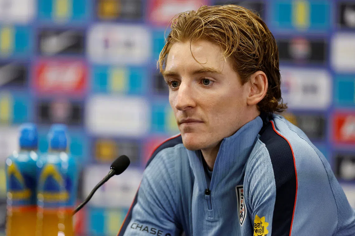 Soccer Football - Nations League - England Press Conference - St George's Park, Burton upon Trent, Britain - September 23, 2026 England's Anthony Gordon during the press conference Action Images via Reuters/Jason Cairnduff