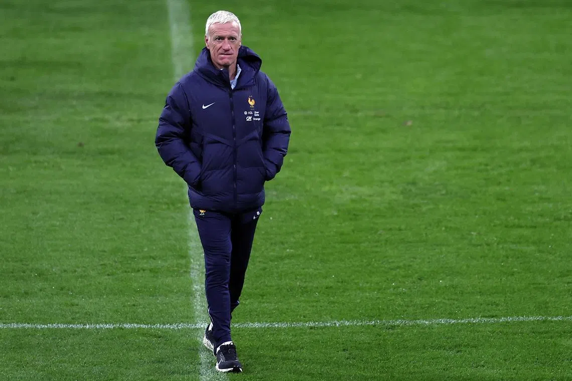 FILE PHOTO: Soccer Football - Nations League - France Training - Stade de France, Saint-Denis, France - November 13, 2024  France coach Didier Deschamps during training REUTERS/Gonzalo Fuentes/File Photo