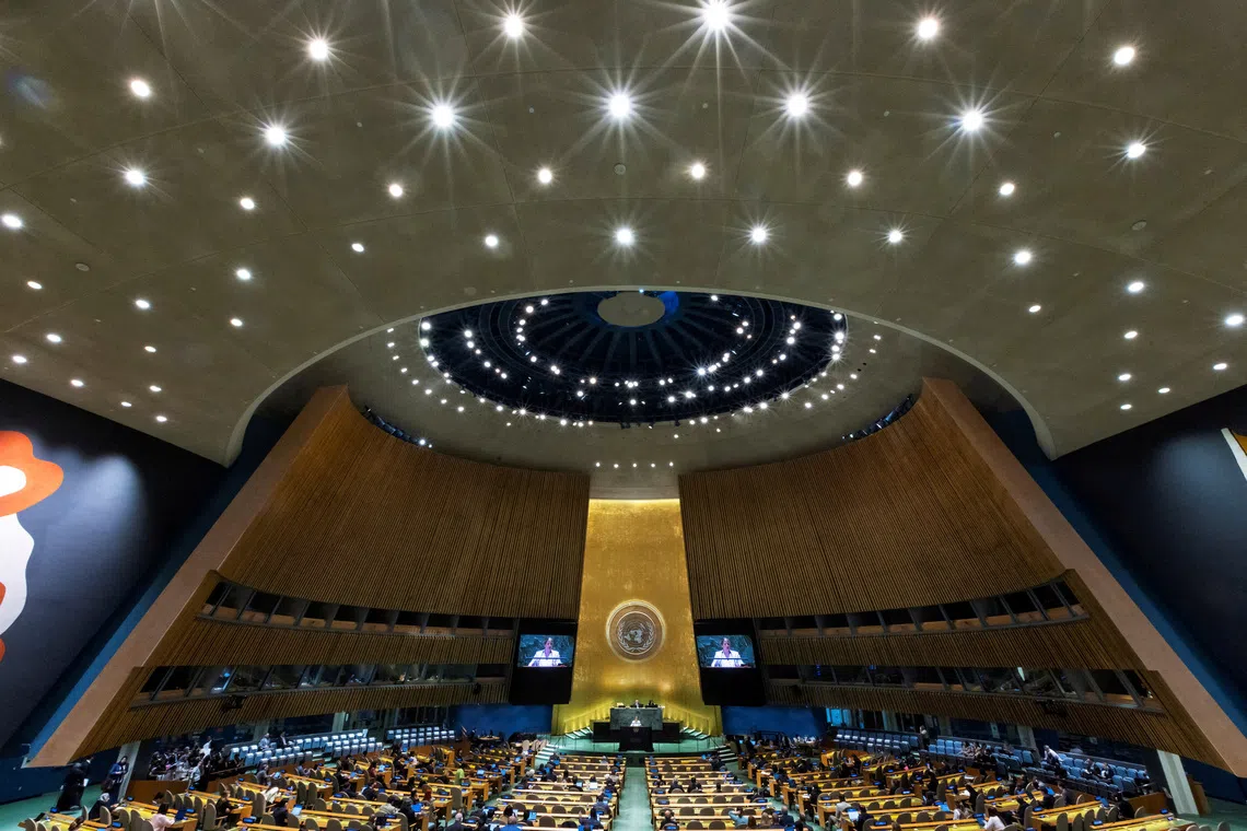 FILE PHOTO: The 79th United Nations General Assembly at U.N. headquarters in New York, U.S., September 30, 2024.  REUTERS/Eduardo Munoz/File Photo