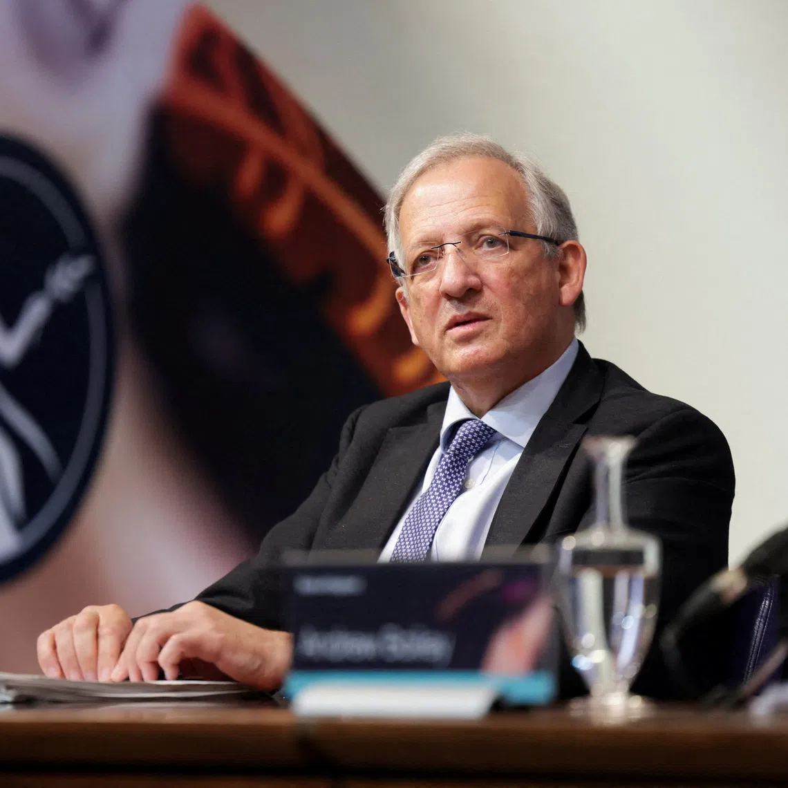 FILE PHOTO: Deputy Governor for financial stability at the Bank of England (BOE), Jon Cunliffe, attends a press conference after issuing The Bank of England's latest Financial Stability Report in London, Britain July 12, 2023. REUTERS/Anna Gordon/Pool/File Photo