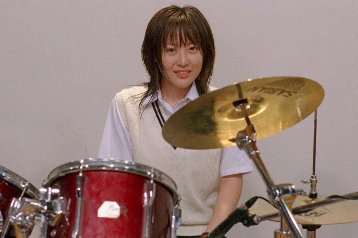 Kyoko Akiko Maeda in the Japanese drama Linda Linda Linda, restored in 4K for cinema screenings. source: Bitters End, Inc
