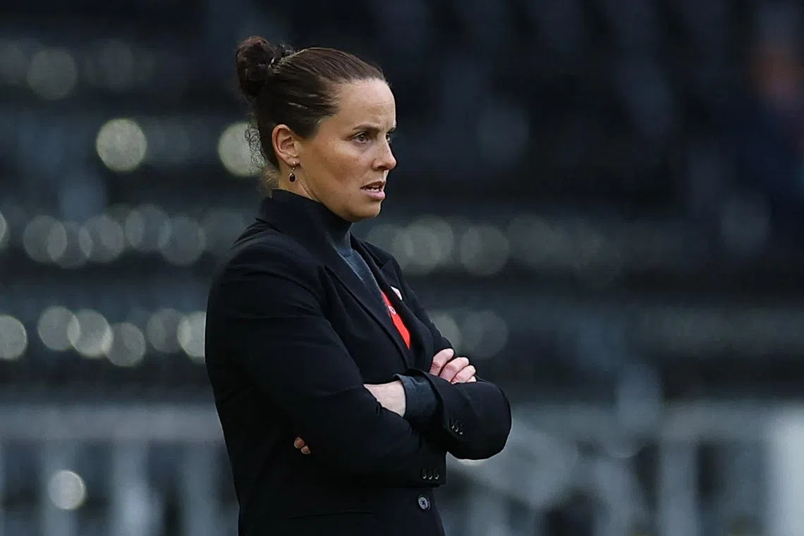 FILE PHOTO: Soccer Football - Women's Nations League - League A - Wales v Italy - Swansea.com Stadium, Swansea, Wales, Britain - June 3, 2025 Wales manager Rhian Wilkinson looks on Action Images via Reuters/Andrew Boyers/File Photo