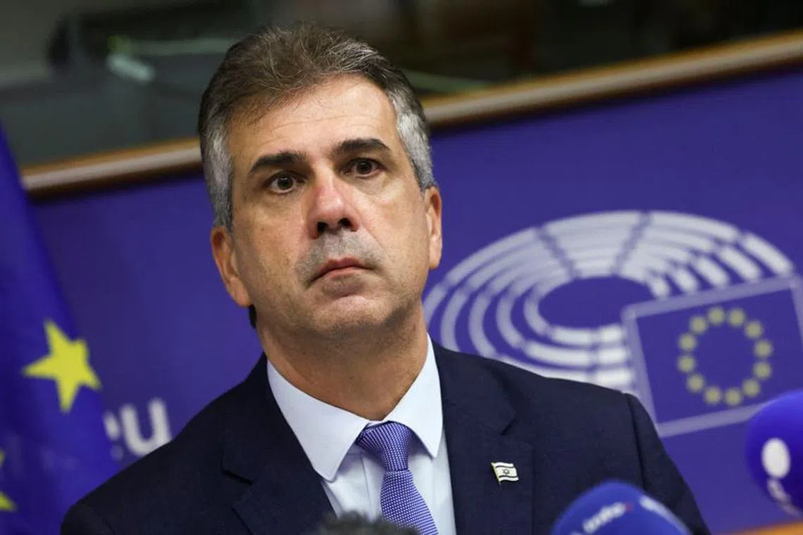 Israeli Foreign Minister Eli Cohen attends a conference at the European Parliament in Brussels, Belgium November 8, 2023. REUTERS/Yves Herman/File Photo