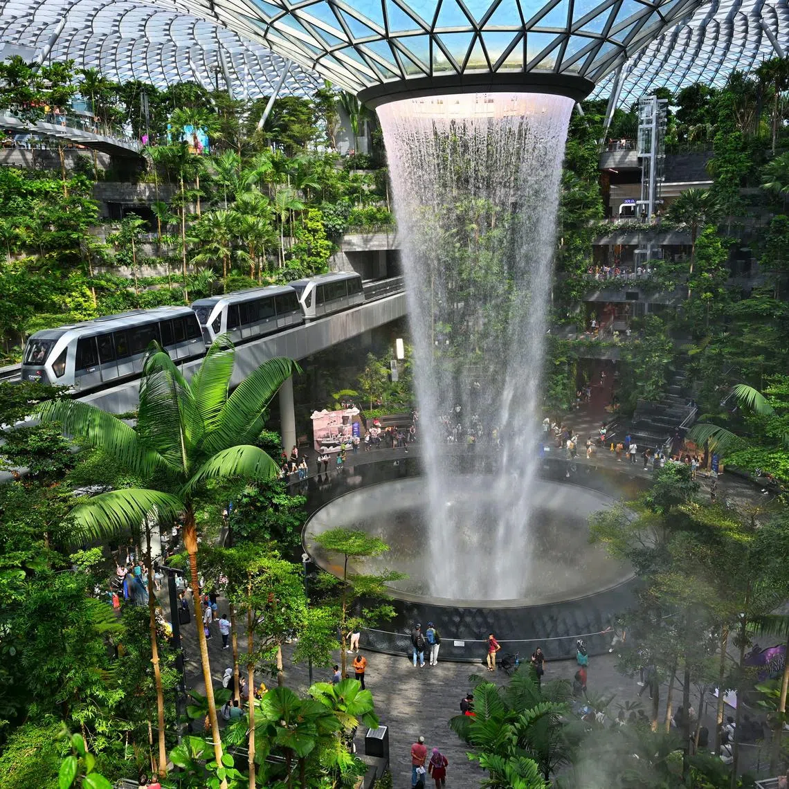 Generic photo of the rain vortex at Jewel Changi Airport taken on February 19, 2023.

The resumption of international travel has led to strong recovery in 2022 for Jewel Changi Airport. Footfall at the retail complex more than doubled in 2022 compared with 2021, while retail sales for December 2022 surpassed that of December 2019 (the strongest performing month for that year) by 8 per cent.

Changi Airport Group is also expected to release commercial figures for its airport terminals on Sunday (Feb 19).

I'll be heading down on Sunday to interview shop owners and shoppers.