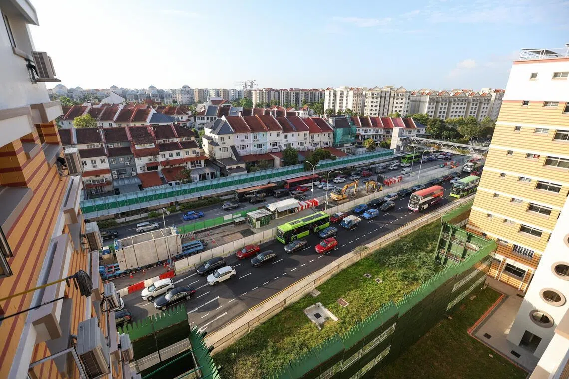Construction of the 2.6km Loyang Viaduct has been ongoing since at least 2022, while Loyang MRT station is being built beneath the road near Loyang Lane.