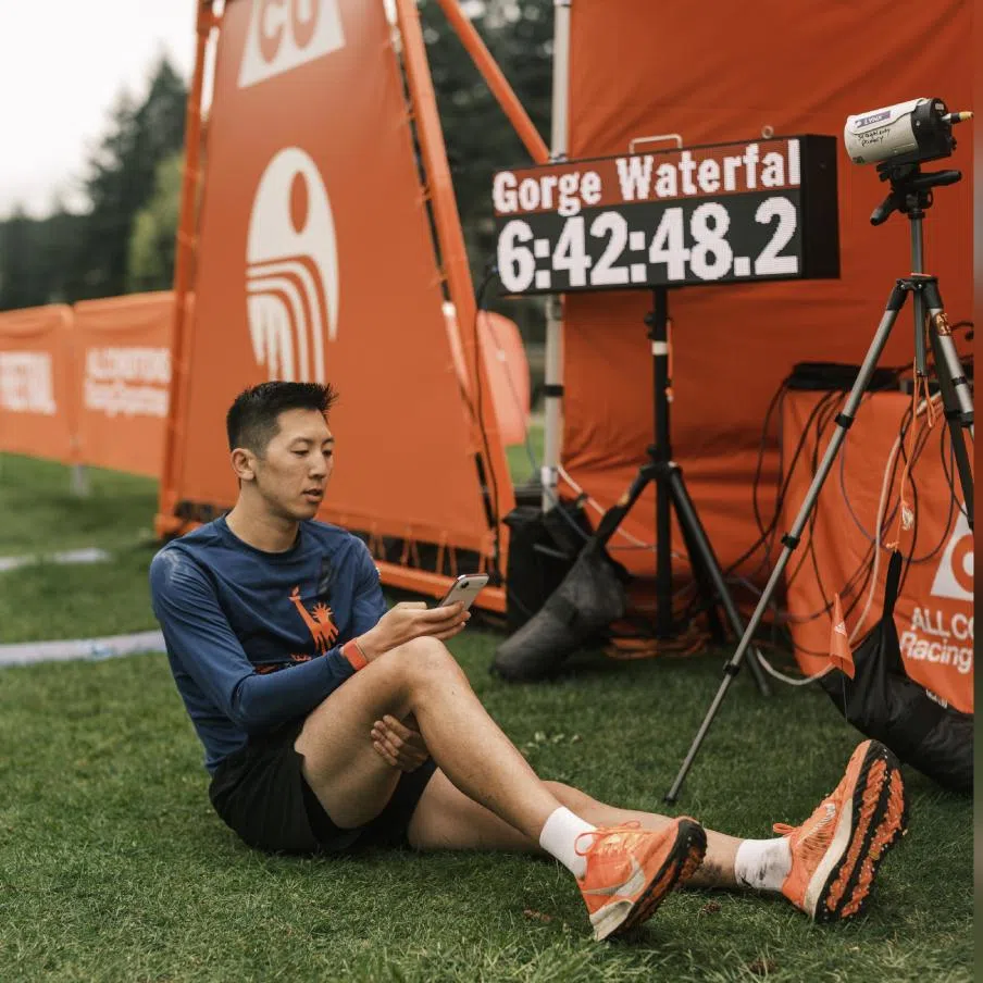 Mr Daylen Yang taking part in a race in Cascade Locks, Oregon, on April 12. 